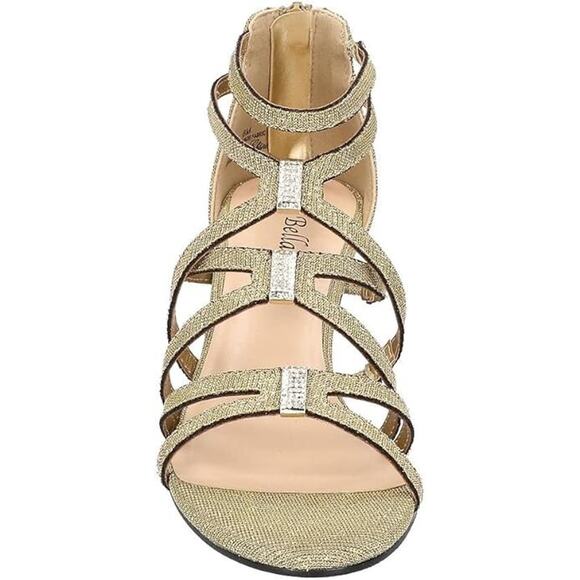 Bella Vita Women Bella Vita Women\'s Karlette Glitter Gladiator Dress Sandals, Gold Size 9WW